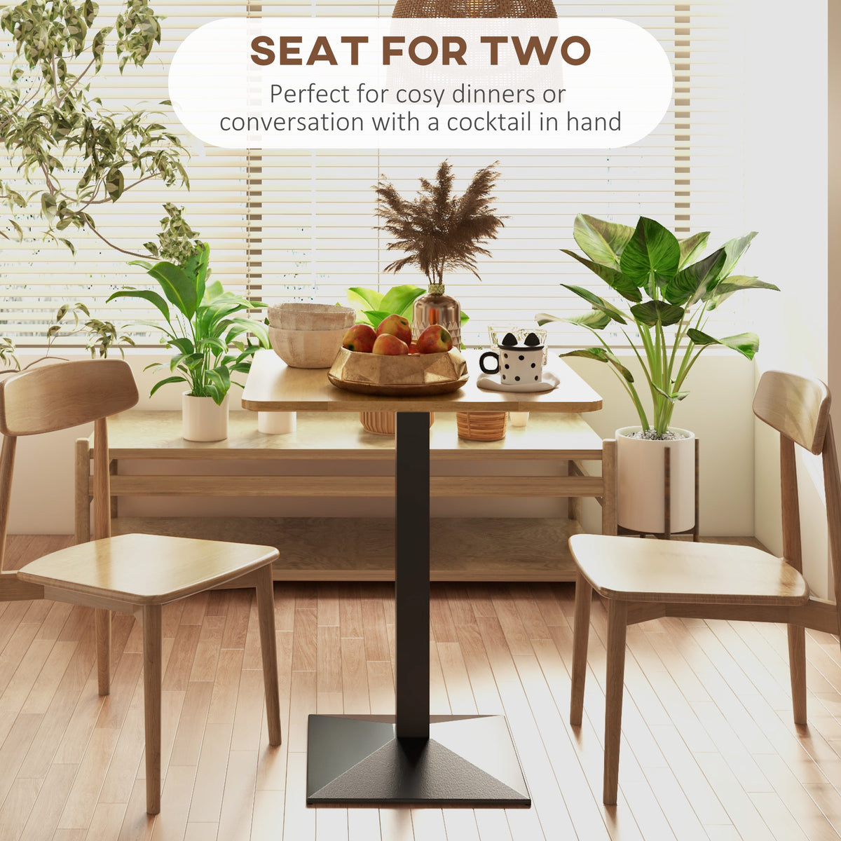28" Square Dining Table Modern Steel Base