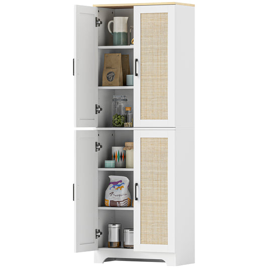 Tall kitchen pantry cabinet with rattan doors 170 cm