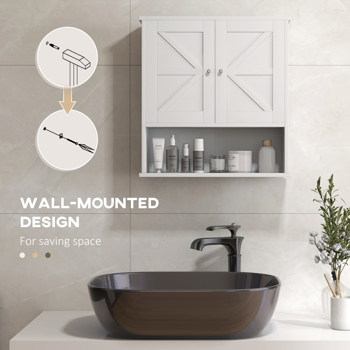 Wall Medicine Cabinet with Barn Doors Adjustable Shelf