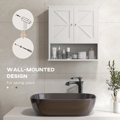 Wall Medicine Cabinet with Barn Doors Adjustable Shelf