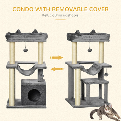 Multi-level Cat Tower 39.25" — Grey