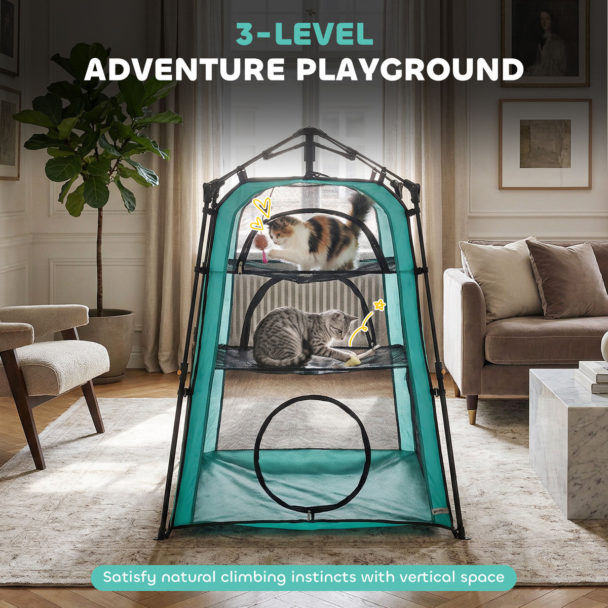 Portable 3-tier cat tent