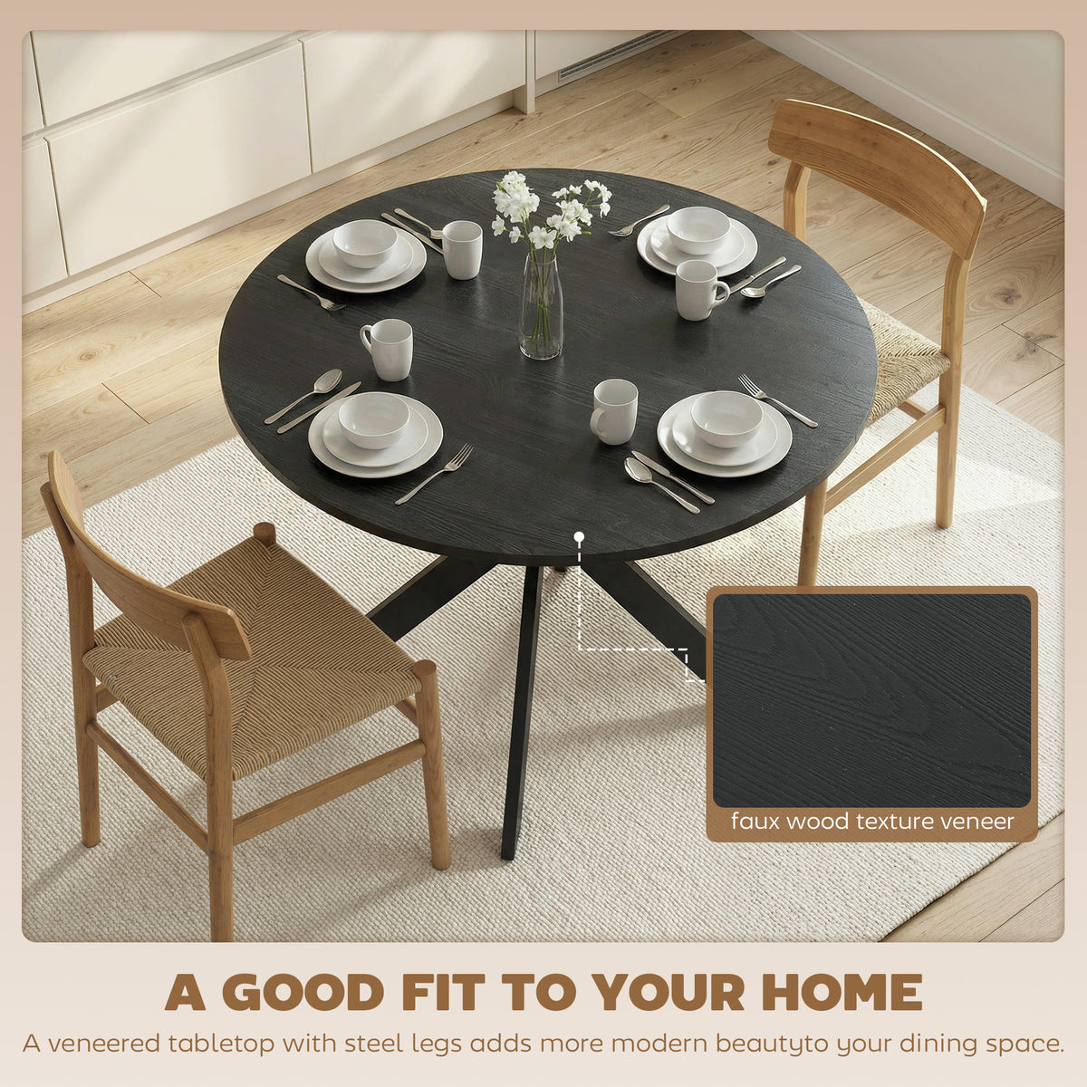 Contemporary 100 cm Round Wood Dining Table