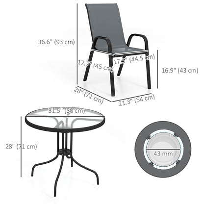 Juego de patio de cinco piezas con mesa redonda y sillas apilables