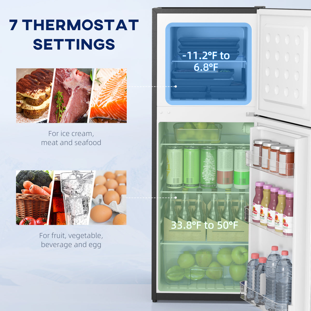 Double Door Mini Fridge with Freezer 4.6 Cu.Ft